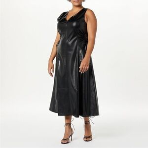 The Drop Chic Black Faux Leather Midi Dress size 2X
